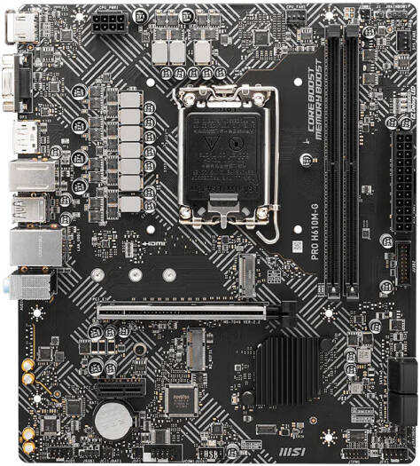 MSI PRO H610M-G LGA 1700 Micro ATX Motherboard, Intel H610 Chipset, 2x DDR5 DIMM Slots, 96GB Max Memory, 1x PCI-E x16 Slot, 1x M.2 Slot, 4x SATA 6G Slots | 911-7D46-234