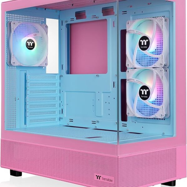 Thermaltake View 270 Plus TG ARGB Mid Tower Chassis; 3x120mm ARGB Lite Fans Included; 360mm Radiator Support; 420mm GPU Clearance; 180mm Air Cooler Max Height; Bubble Pink; CA-1Y7-00MAWN-00