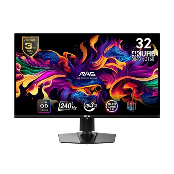 MSI MAG 321UP QD-OLED, 32" 4K UHD, 165Hz, 0.03ms, HDMI 2.1 Gaming Monitor