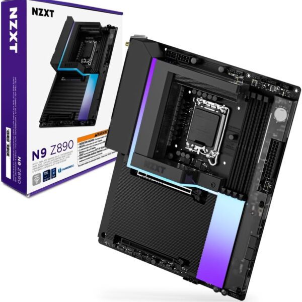 NZXT N9 Z890 Intel Z890 LGA 1851 ATX Gaming Motherboard for Core Ultra Series 2 20 1 1, DDR5, 5X M.2, PCIe 5.0, Wi Fi 7, 5GbE, Thunderbolt 4 RGB, Full Metal Cover Black Intel N9 Z890 I N9-Z89XT-B1