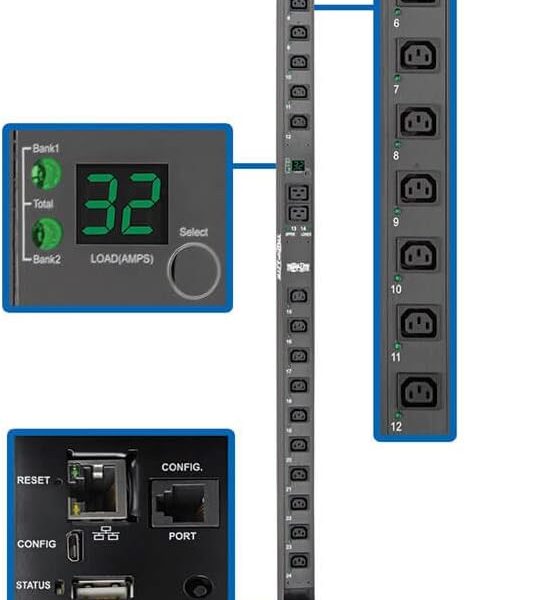 Tripp Lite 7.4kW Single-Phase Switched PDU with LX Platform Interface, 230V Output, IEC 309 32A Blue, 10 ft. Cord - PDUMV32HVNETLX