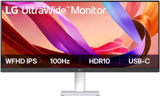 LG UltraWide Monitor, 29" IPS Display, WFHD Resolution, 100Hz Refresh Rate, 5ms (GtG) Response Time, Dynamic Action Sync, Motion Blur Reduction Tech, Super Resolution+, White | 29U531A-W.AMA