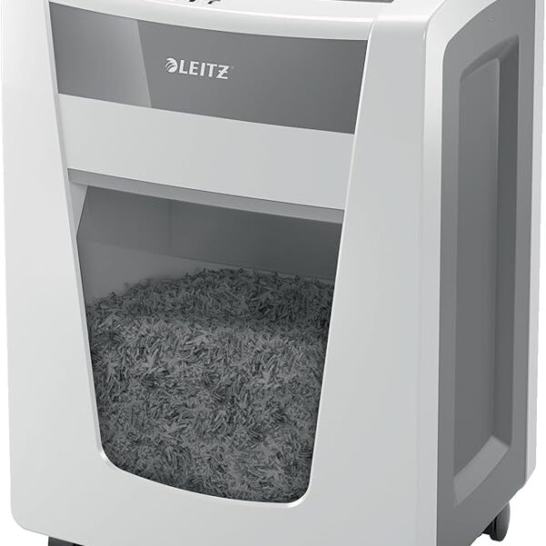Leitz IQ Office Pro P6+ Super Micro Cut Paper Shredder, Shreds 5 Sheets, 30 Litre Bin, White, 80101000