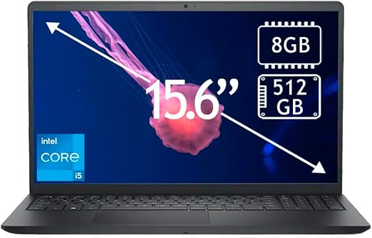 Dell 15 DC15250 Laptop, 15.6" FHD Touch Display, Intel Core i5-1334U Processor, 8GB RAM, 512GB SSD, Intel UHD Graphics, English Keyboard, Windows 11, Carbon Black